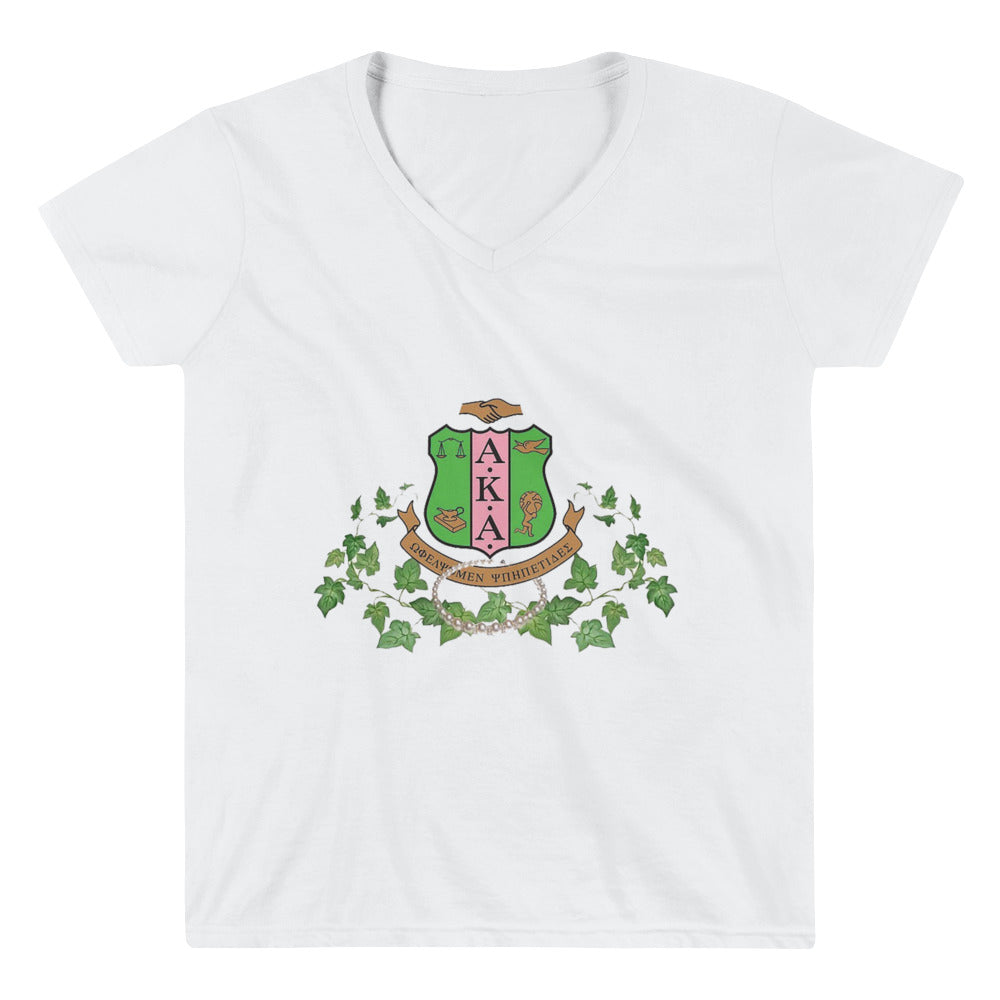 Alpha Kappa Alpha Pearls, Women's Casual V-Neck Shirt