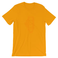 Load image into Gallery viewer, Home Illnois in Orange print, Bella + Canvas 3001 Unisex Short Sleeve Jersey T-Shirt with Tear Away Label