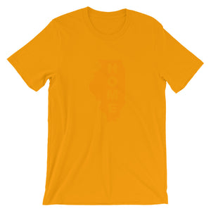 Home Illnois in Orange print, Bella + Canvas 3001 Unisex Short Sleeve Jersey T-Shirt with Tear Away Label