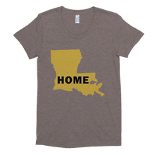 Load image into Gallery viewer, Home Louisana in Gold, Women&#39;s Crew Neck T-shirt (On American Apparel brand)