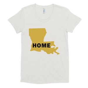 Home Louisana in Gold, Women's Crew Neck T-shirt (On American Apparel brand)