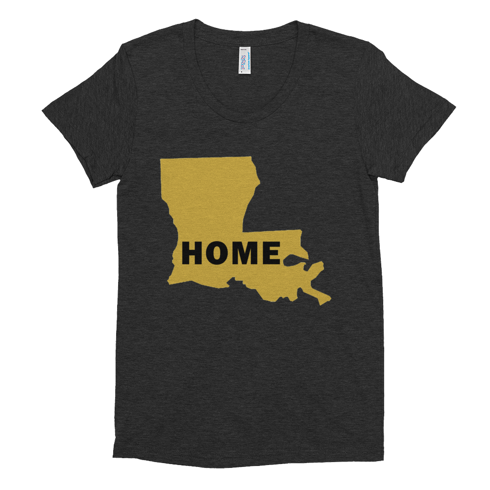 Home Louisana in Gold, Women's Crew Neck T-shirt (On American Apparel brand)