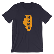 Load image into Gallery viewer, Home Illnois in Orange print, Bella + Canvas 3001 Unisex Short Sleeve Jersey T-Shirt with Tear Away Label