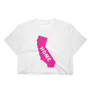 Home California in Hot Pink, Los Angeles Apparel 2332 Fine Jersey Short Sleeve Cropped T-Shirt w/ Tear Away Label