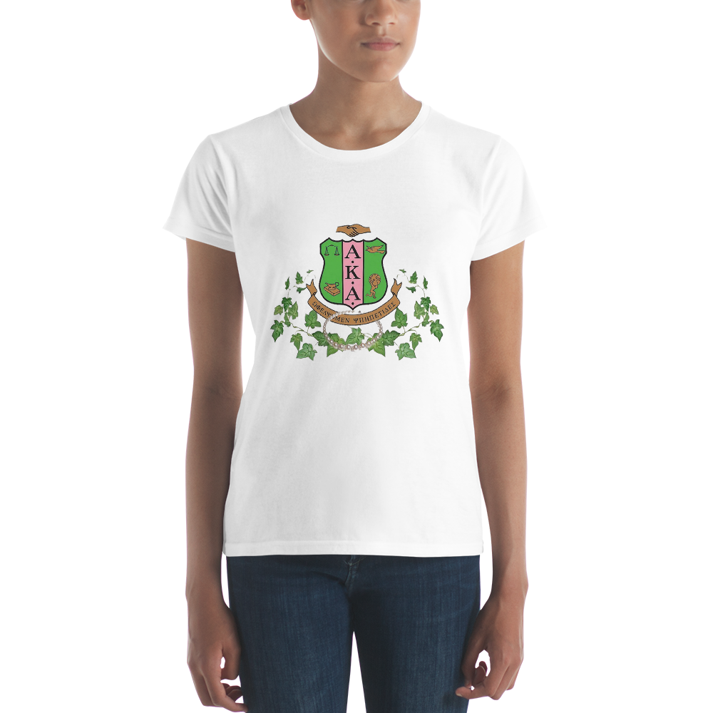 Alpha Kappa Alpha Pearls, Women's short sleeve t-shirt (On Anvil 880 brand)