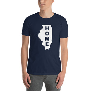 Home Illinois in White, Gildan 64000 Unisex Softstyle T-Shirt with Tear Away Label