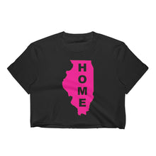 Load image into Gallery viewer, Home Illnois in Hot Pink, Los Angeles Apparel 2332 Fine Jersey Short Sleeve Cropped T-Shirt w/ Tear Away Label