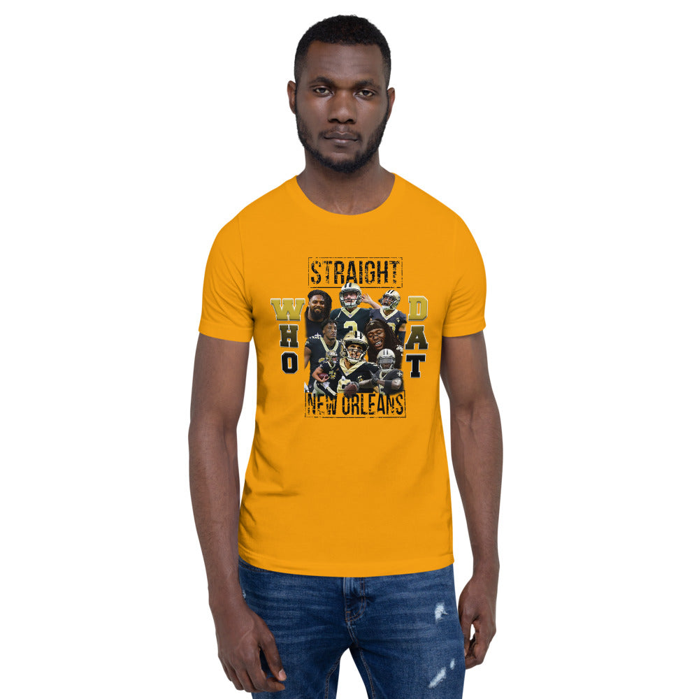 WHO DAT Gold Short-Sleeve Unisex T-Shirt (Bella Shirt)