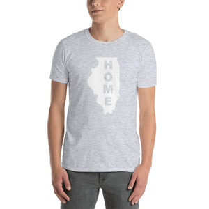 Home Illinois in White, Gildan 64000 Unisex Softstyle T-Shirt with Tear Away Label