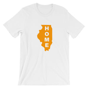 Home Illnois in Orange print, Bella + Canvas 3001 Unisex Short Sleeve Jersey T-Shirt with Tear Away Label