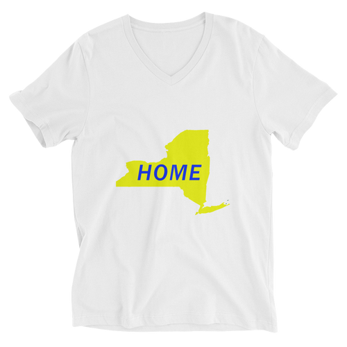 Home New York in Yellow Unisex Short Sleeve V-Neck T-Shirt (On Bella brand)