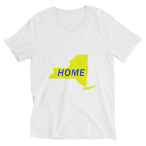 Home New York in Yellow Unisex Short Sleeve V-Neck T-Shirt (On Bella brand)