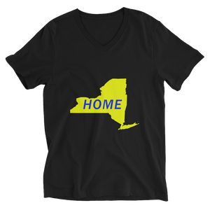 Home New York in Yellow Unisex Short Sleeve V-Neck T-Shirt (On Bella brand)