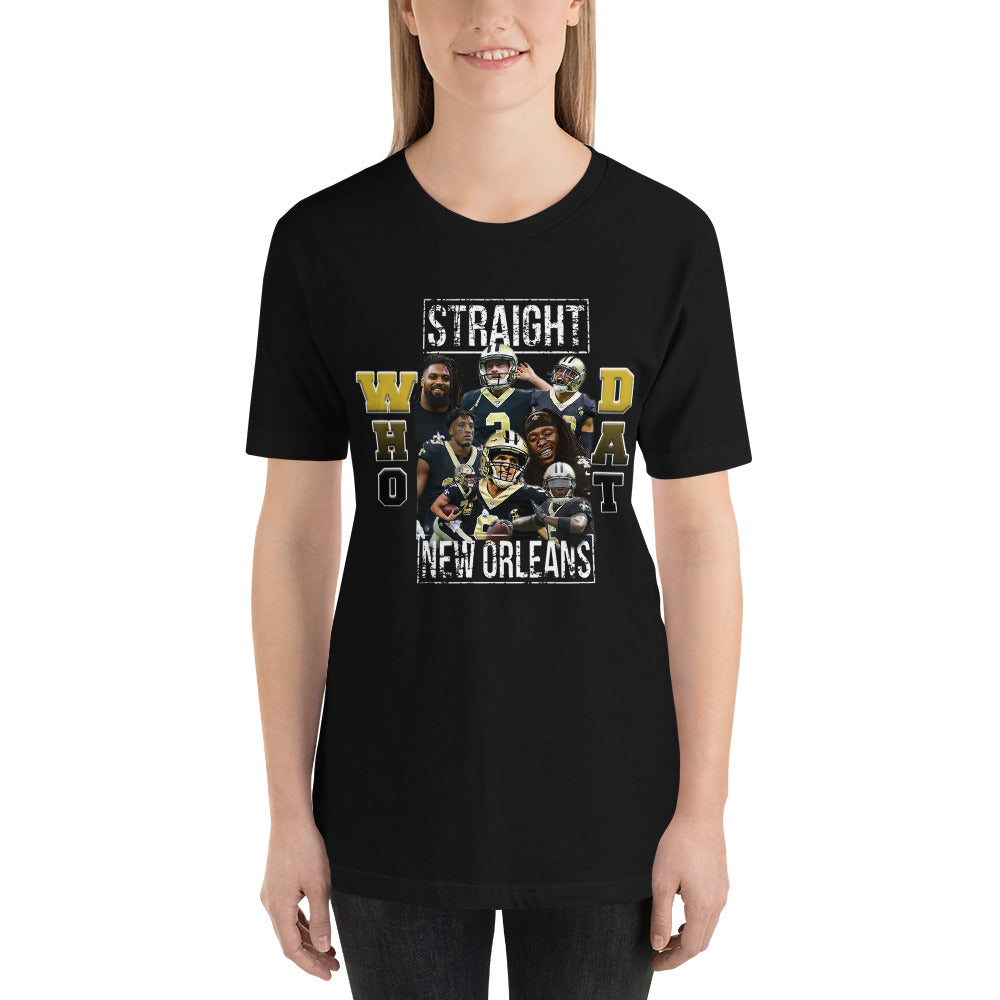 WHO DAT Black Short-Sleeve Unisex T-Shirt (Bella shirt)