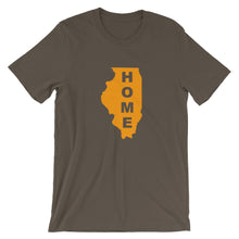 Load image into Gallery viewer, Home Illnois in Orange print, Bella + Canvas 3001 Unisex Short Sleeve Jersey T-Shirt with Tear Away Label