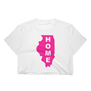 Home Illnois in Hot Pink, Los Angeles Apparel 2332 Fine Jersey Short Sleeve Cropped T-Shirt w/ Tear Away Label