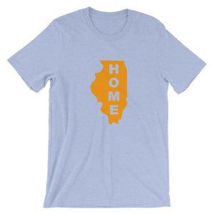 Home Illnois in Orange print, Bella + Canvas 3001 Unisex Short Sleeve Jersey T-Shirt with Tear Away Label